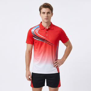 Polo Rojo de Manga Corta para Hombre, Corte Regular, Absorbente de Humedad, 100% Poliéster, Cuello Camisero, Color Sólido, para Todas las Temporadas - Product Image 6