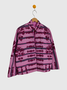 Veste à col mandarin imprimée de fleurs roses, manches longues, style blouson, vêtement de printemps pour adultes, tissu tissé, longueur normale - Product Image 4