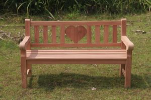 Solid Teak Wood 3 Seater Garden <b>Bench</b> Heart-Shaped Design Durable Outdoor Patio Furniture Slatted Back Seat for Hotel Use Model - Product Image 3