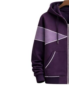Sudadera con capucha personalizada para hombre, morada y lavanda, con cremallera, de algodón y forro polar, informal, estilo urbano, chaqueta de invierno, fabricante personalizado - Product Image 3