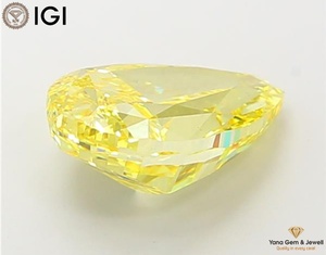 Diamant de laboratoire CVD de 5,00 carats, forme poire, avec certificat IGI, pour la fabrication de bijoux, clarté VS1, couleur jaune vif fantaisie - Product Image 4