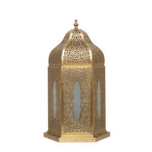 Farol Metálico Marroquí de Diseño con Vidrio de Colores, Iluminación Metálica de Lujo con Acabado Dorado para Decoración de Interiores y Decoración de Boutiques - Product Image 5