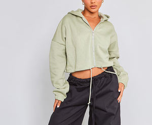 Sudadera con Capucha Corta de Moda para Mujer, Otoño-Invierno, Manga Larga, Estilo Casual, Ecológica, 100% Algodón, para Gimnasio y Entrenamiento - Product Image 6