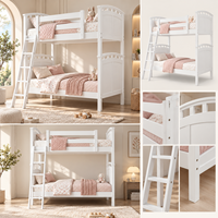 Lit superposé double en bois massif traditionnel, design convertible 2-en-1, écologique, empilable pour chambre d'enfant