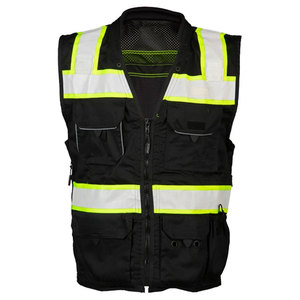 Reflective Safety Clothing Zipper Vest High Visibility Polyester Construction Multi Pocket Security Vest - Product Image 2
