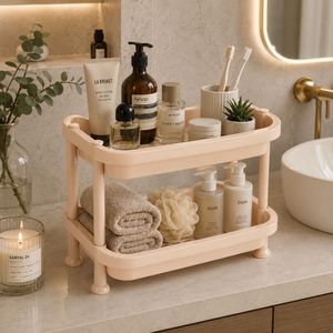 Étagère de rangement multifonctionnelle en plastique PP à double niveau, durable, moderne, pliable, pour garde-manger et aliments - Product Image 1