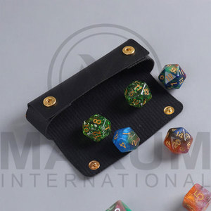 Simple Round PU Leather Embossed Durable Eco-Friendly Classic Style <b>Dice</b> Storage Bag for 4 <b>Dice</b> - Product Image 6