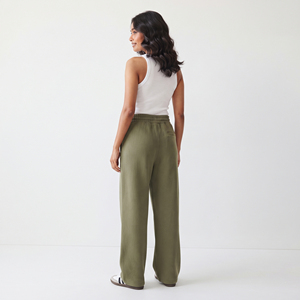 Pantalones de chándal de forro polar de longitud completa para mujer, informales, con cordón en la cintura, 100% algodón, cintura alta, 450GSM, para invierno, estilo urbano - Product Image 3