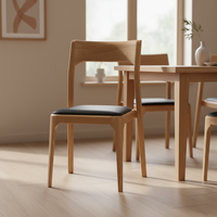 Chaise de salle à manger moderne en bois massif avec revêtement en cuir PU, empilable et portable, design écologique pour la maison, le bureau et les événements