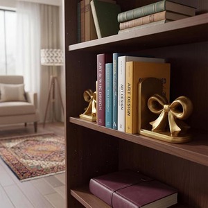 Sujetalibros Geométricos Ambipolares Decorativos en Forma de Bola, Sujetalibros Modernos de Hierro Fundido Dorado para Escritorio de Oficina, Estantería, Librería - Product Image 4
