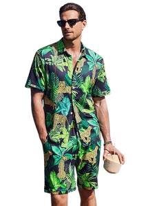 <b>Men</b>’s Wholesale Hawaiian <b>Shirt</b> and Shorts Set 2 Piece Summer Beachwear - Product Image 1