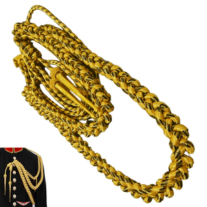 Aiguillette de la Marina Real al por mayor, cordón de hombro brillante en oro y negro, cordón de hombro de mylar dorado - Product Image 1