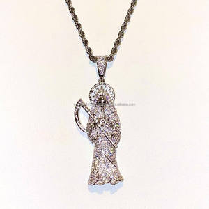 <b>Iced</b> <b>Out</b> Angel Pendant Moissanite Charm 925 Silver Rope <b>Chain</b> Hip Hop Necklace Custom Jewelry - Product Image 1