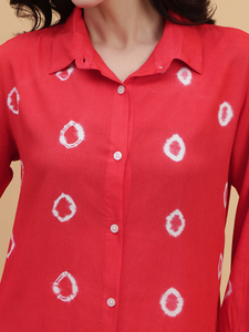 เสื้อเชิ้ตแขนยาวผ้าเรยอนเครปย้อมสีมัสตาร์ดสำหรับผู้หญิง คอปกแบบสเปรด สไตล์ลำลอง - Product Image 5