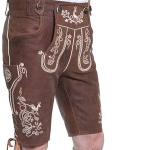 Pantalones Cortos de Cuero Estilo Trachten/Pantalones Bávaros Trachten, Lederhosen Personalizados de Cuero Auténtico para Hombre - Product Image 1