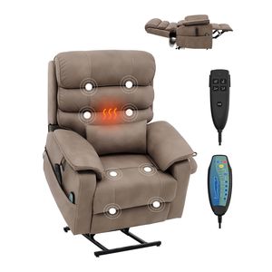 Poltrona Reclinabile Elettrica a Doppio Motore con Massaggio e Riscaldamento per Anziani, Portabicchieri, USB e Funzione Tufted - Product Image 1