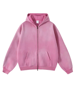 Sweat-shirt à capuche pour homme en coton épais délavé à l'acide, avec un aspect vintage, intérieur en molleton doux et confortable - Product Image 1