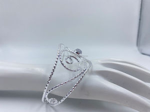 Pulseras de plata unisex, brazaletes elegantes ajustables, Perla moderna, piedra principal, pulseras de moda clásicas contemporáneas, brazaletes - Product Image 2