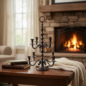 Candélabre en métal à 8 bras avec poignée annulaire, support de bougies pour décoration de centre de table de Noël à la maison, vente chaude - Product Image 2
