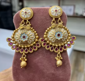 คุณภาพสูงแบบดั้งเดิม Royal rajwadi GLOW jhumka เครื่องประดับทองเหลืองชุบทองสำหรับงานแต่งงานของผู้หญิงและของขวัญ - Product Image 2