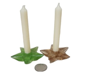Juego de 2 candelabros de cristal verde y marrón, candelabro sueco en forma de estrella Colorido Esmerilado Ámbar Negro Claro Valentin - Product Image 1