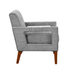 Poltrona Moderna 1 Pezzo per Soggiorno, Rivestimento in Ciniglia Grigia con Molle Insacchettate, Gambe in Legno Massello, Arredamento - Product Image 4