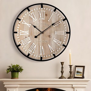 Reclaimed Acacia Wood <b>Decorative</b> <b>Wall</b> <b>Clock</b> Wholesale | Hand-Painted Numbers - Product Image 2