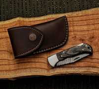 Couteau de poche pliant artisanal en acier Damas avec manche en bois, lame à pointe tombante, pour camping, chasse, survie, EDC, OEM
