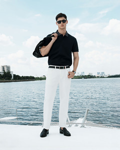 ROUTINE Polo décontracté pour homme à manches courtes, coupe classique, en coton et polyester, respirant, tricoté, col boutonné ajusté 10S26POL010P - Product Image 5