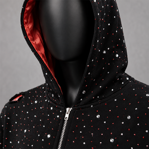 Conjunto de Sudadera con Capucha y Pantalones Deportivos de Alta Calidad para Hombre, con Pedrería, 100% Algodón Felpa, Estilo Urbano Holgado - Product Image 2