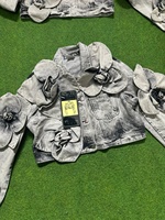 Chaqueta vaquera corta con botones, estilo Y2K vintage, a rayas, patchwork, transpirable y ecológica, para invierno, venta al por mayor, personalizada