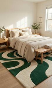 Alfombra de Lana Moderna de Lujo, Hecha a Mano, Antideslizante, con Diseño Abstracto de Olas, Pelo Medio, para Sala de Estar, Dormitorio, Comedor, Decoración del Hogar - Product Image 3