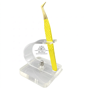 Pince à épiler professionnelle pour extensions de cils, pointe en fibre Diamond Grip, volume russe, outils personnalisables pour cils - Product Image 1