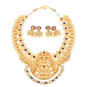 Nova Mart South India Jewels Women's Fine Bridal Jewelry Sets-Gold Plated Zircon Pearl Oxidized Polish Casual Coin Earring Set - Product Image 3