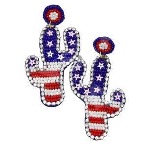 Pendientes colgantes con cuentas de bandera Americana Vintage para mujer, naranja patriótico, blanco, azul para bodas o Día DE LOS Caídos - Product Image 1