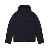 Ventes en gros de vestes matelassées d'hiver en nylon bleu longues personnalisées avec logo OEM, manteaux à bulles pour hommes, vestes matelassées pour hommes