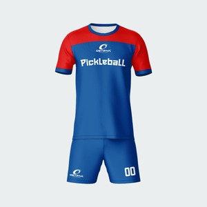 Conjunto de Camiseta y Pantalones Cortos de Pickleball Unisex, Ropa Deportiva Sublimada que Absorbe la Humedad, Azul y Blanco, Corte Regular para Adultos - Product Image 2