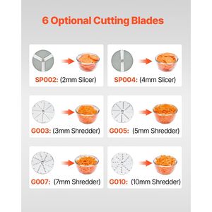Picadora procesadora de alimentos de alta precisión de agua de grado alimenticio, 6 cuchillas desmontables, 2 agujeros de alimentación, trituradora de 3mm/5mm/7mm/10mm para conservas - Product Image 4
