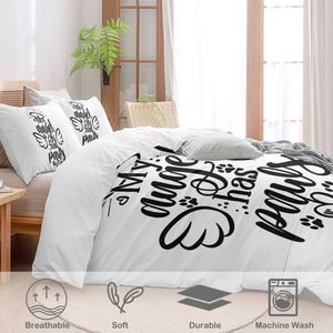 Set Copripiumino Gemellare My Angel Wings 3 Pezzi in Microfibra con 2 Federe, Stampa 3D a Pois Nera e Bianca, 6 Pezzi Totali - Product Image 3