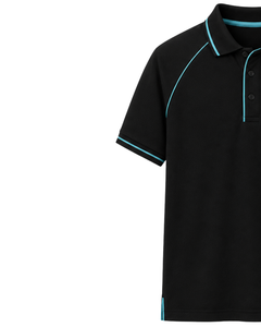 Camiseta Polo Deportiva para Hombre, Color Negro y Azul Cielo, Personalizada por el Fabricante, Transpirable, Informal, para Golf, Ajuste Atlético, Prenda Premium para Verano - Product Image 3