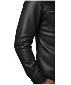 Chemise en cuir noir pour homme, manches longues, col rabattu, style motard, chemise décontractée, couleur unie, vêtements d'automne, mode cuir - Product Image 5