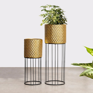Modern Iron Eco-Friendly Planter <b>Stand</b> Set <b>Tall</b> Floor Standing Flower Pot Minimal Frame Design Indoor Outdoor Home Office - Product Image 5
