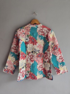 Veste matelassée patchwork fleuri pour femme, col mandarin, manches longues, rembourrage polyester, vêtement d'extérieur printemps, cadeau pour elle - Product Image 6
