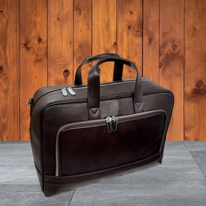 Bolso de Negocios de Cuero Suave para Hombre, Piel Genuina de Vacuno Premium, Cierre de Cremallera, 1.8kg Ligero, Tamaño Grande, 2 Compartimentos Independientes - Product Image 6