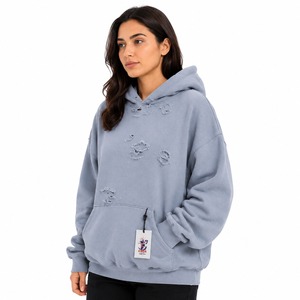 Popular Brand Name Women <b>Distressed</b> Hoodie Designed With <b>Top</b> Quality Material Trendy <b>Distressed</b> Look Comfortable Wear - Product Image 5
