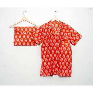 Ensemble de pyjama court pour femme 100% coton indien, printemps/été, respirant, léger, luxueux, logo sur le devant, séchage rapide, couleur personnalisée - Product Image 4