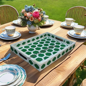 Eco-Friendly Degradable Natural Luxury Bone Inlay <b>Serving</b> <b>Tray</b> with Customized Quantity for <b>Party</b> Use - Product Image 1