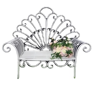 Rustic <b>Metal</b> <b>Garden</b> <b>Bench</b> Shabby Chic Patio Iron <b>Bench</b> Outdoor White <b>Metal</b> <b>Garden</b> <b>Bench</b> With Rounded Arms - Product Image 1