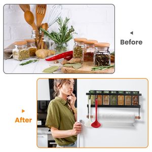 2 Pezzi Organizzatore Magnetico Salvaspazio per Frigorifero, Porta Spezie, Porta Rotoli di Carta, Ganci Pieghevoli - Product Image 2