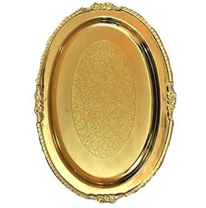 Luxury Polished Gold Brass <b>Mirror</b> Tray with Raised <b>Square</b> Handles Rectangular Decorative Metal Serving Platter - Product Image 2
